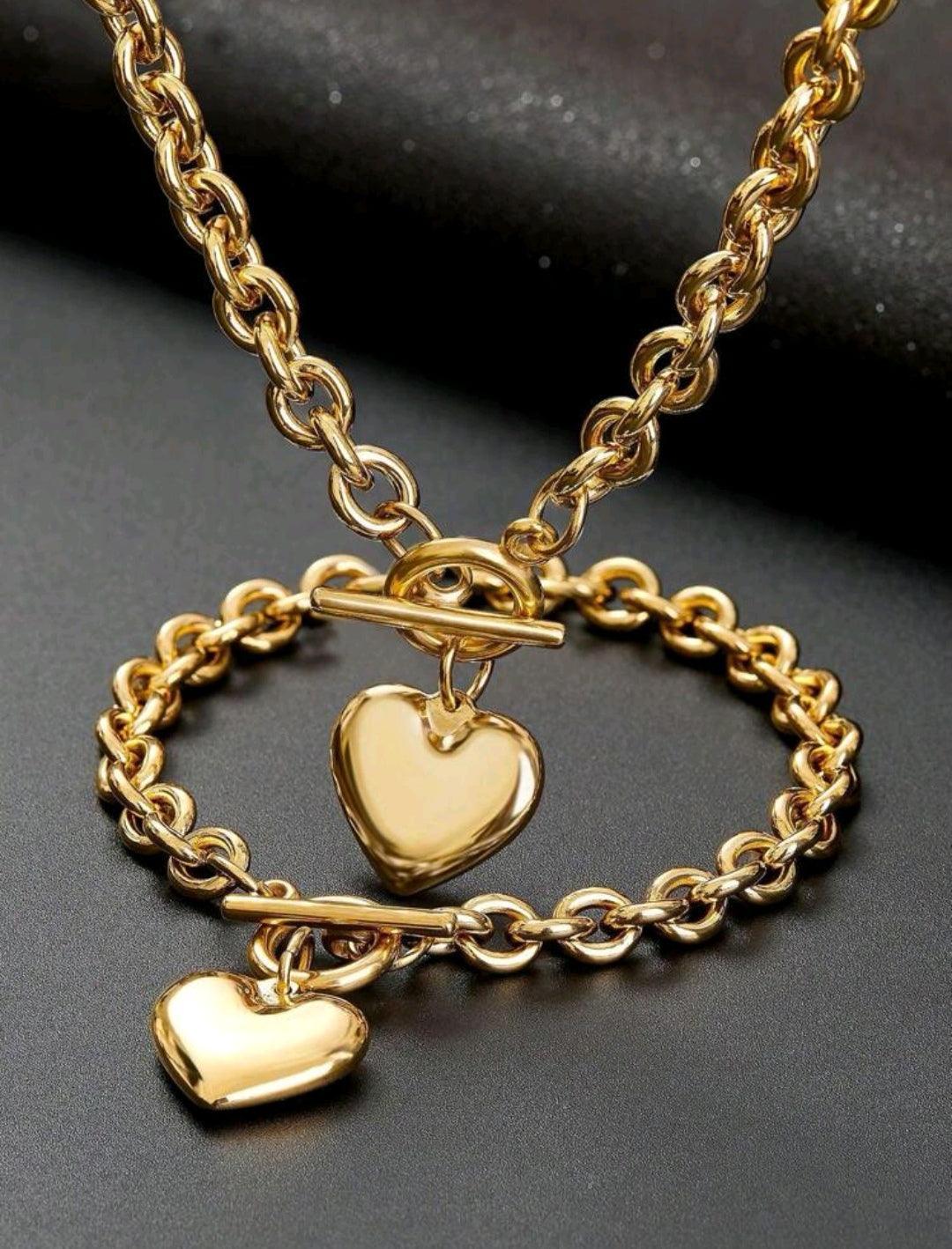 2 pièces set de bijoux à détail cœur - Santorini Shop