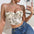 Crop top floral vintage sans bretelles – Gilet fishbone slim-fit