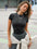 T-shirt femme tricoté col rond – Coupe slim Y2K