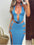 Robe Fendue à Lacets Dos – Style Rave Sexy Bleu Squelette, Deux Pièces Effet Pull