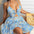 Robe femme col V à bretelles – Motif imprimé & détails ajourés