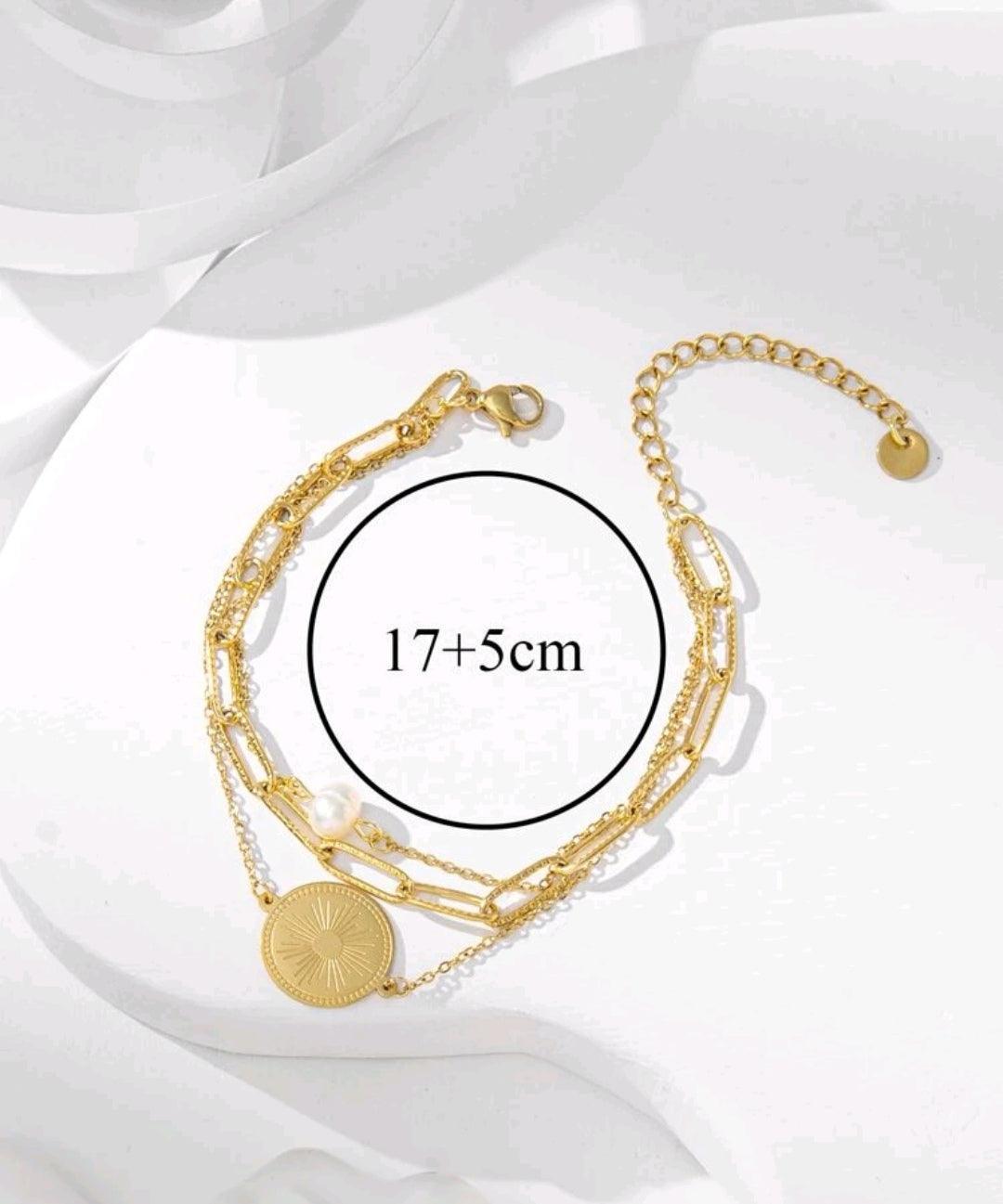 Bracelet multicouche rond & fausse perle - Santorini Shop