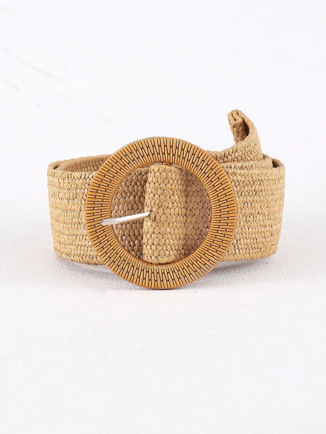 Ceinture en paille a boucle ronde