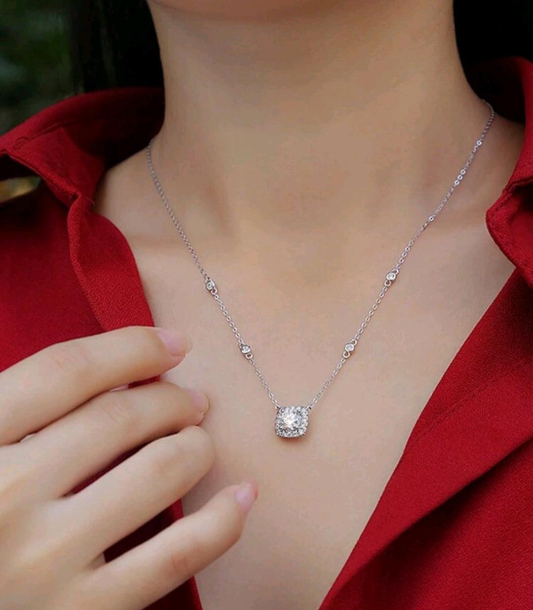 Collier S925 de 1 carat diamant moissanite - Santorini Shop