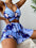 Ensemble de bikini à imprimé marbré croisé sangle & Jupe de plage - Santorini Shop