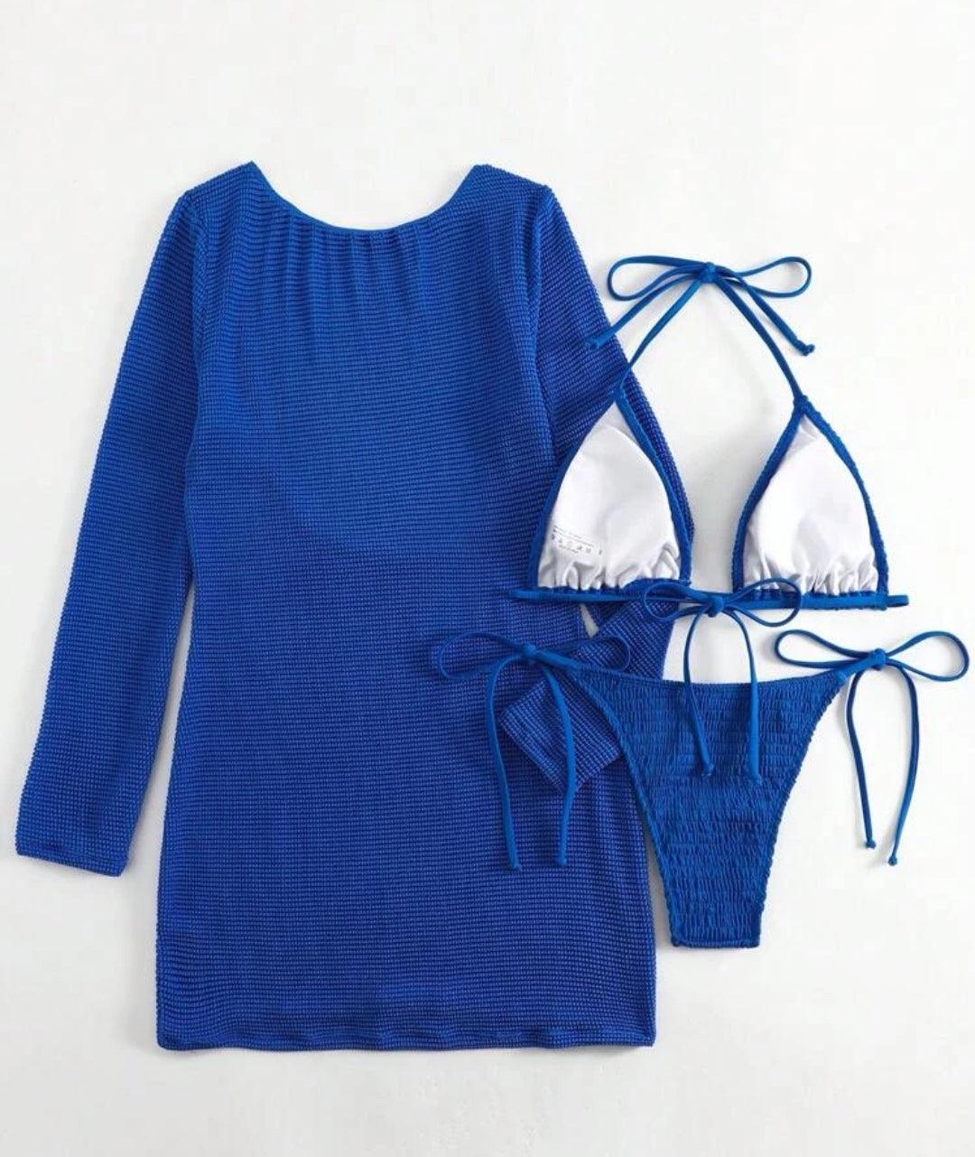 Ensemble de bikini froncé ras-du-cou & cache-maillot Robe - Santorini Shop
