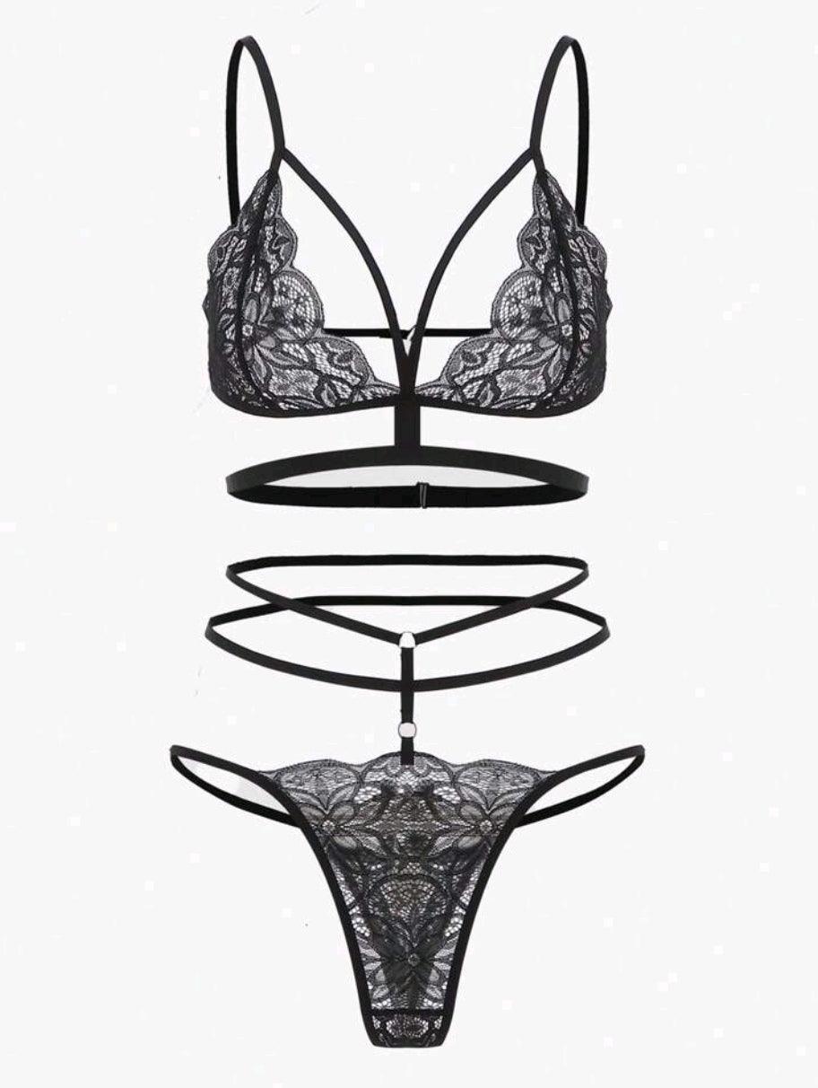 Ensemble de lingerie en dentelle à harnais - Santorini Shop