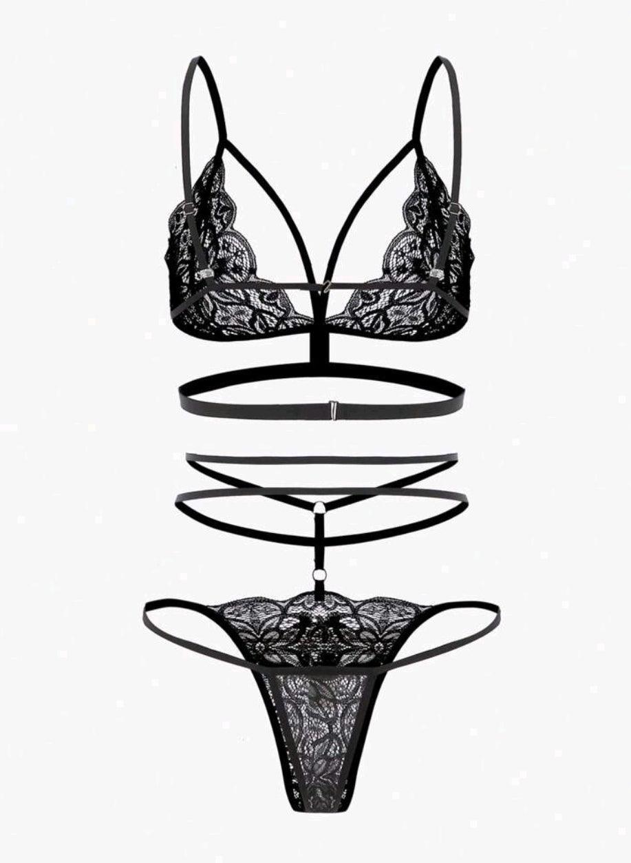 Ensemble de lingerie en dentelle à harnais - Santorini Shop