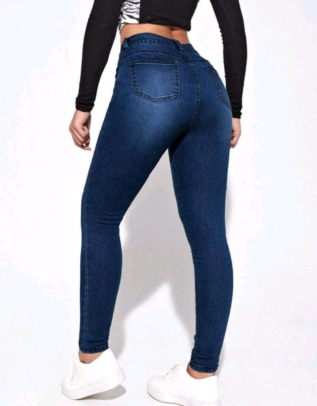 Jean skinny taille haute délavé - Santorini Shop