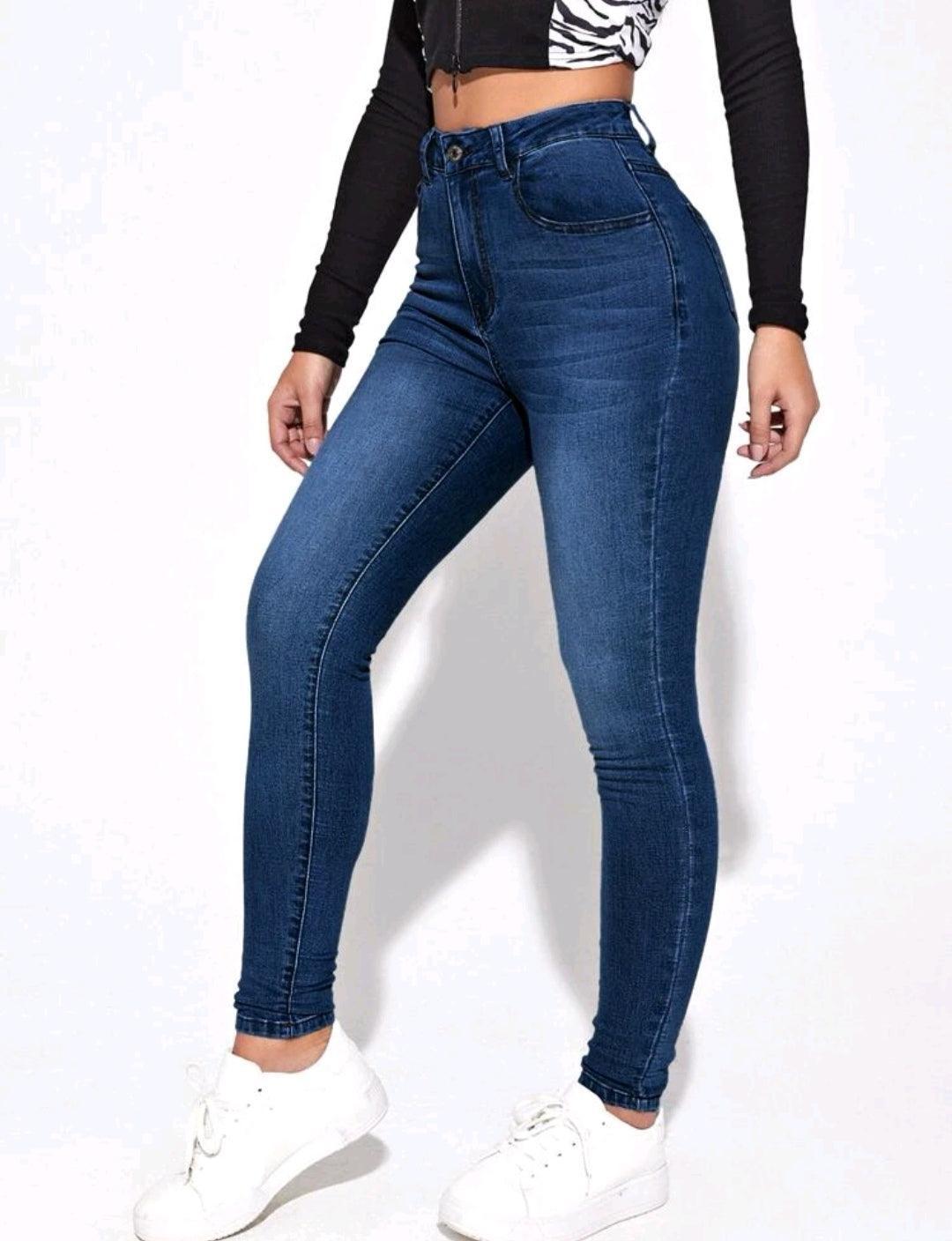 Jean skinny taille haute délavé - Santorini Shop