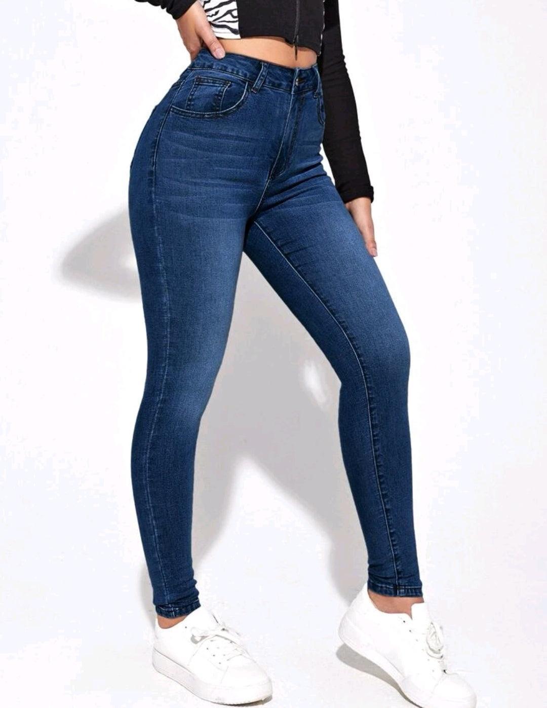 Jean skinny taille haute délavé - Santorini Shop