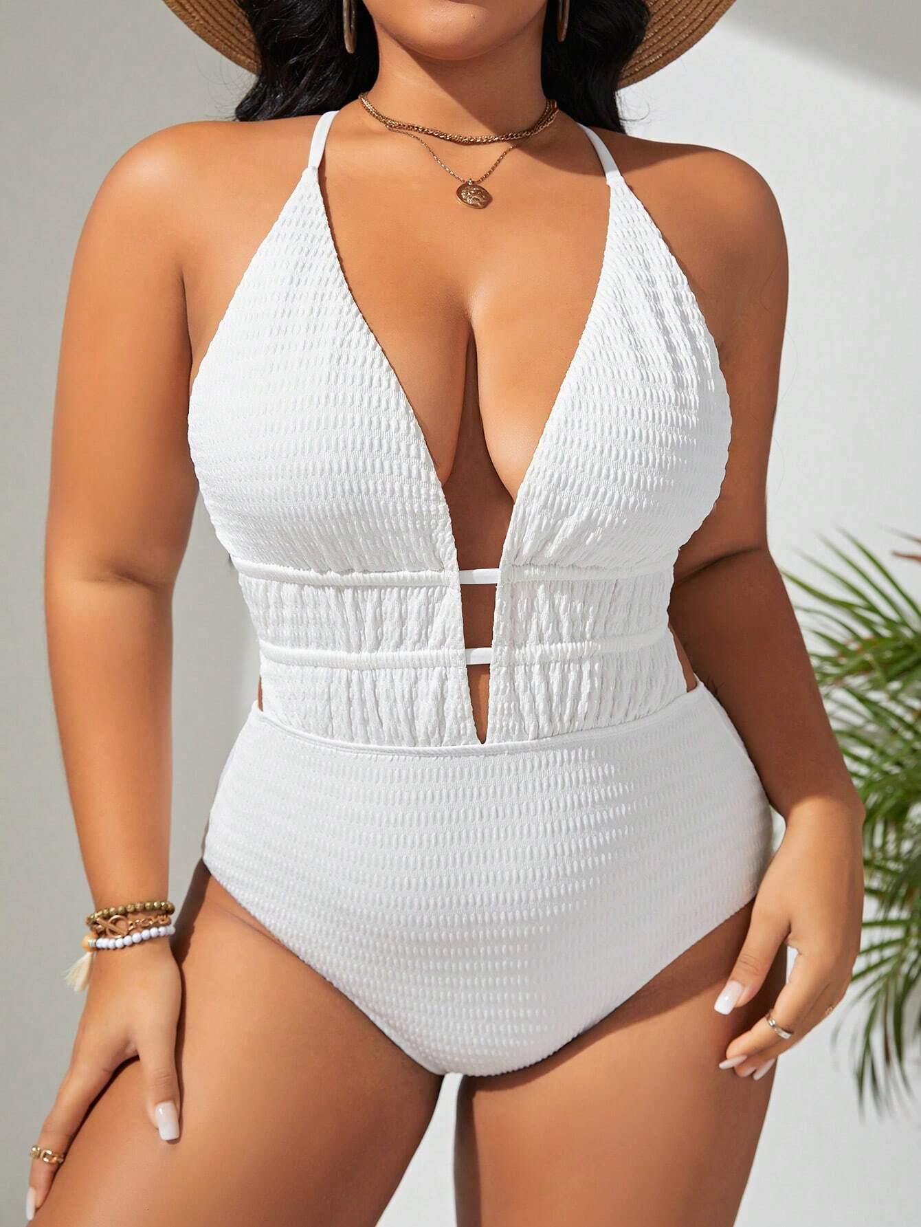 Maillot de bain unicolore décolleté - Santorini Shop