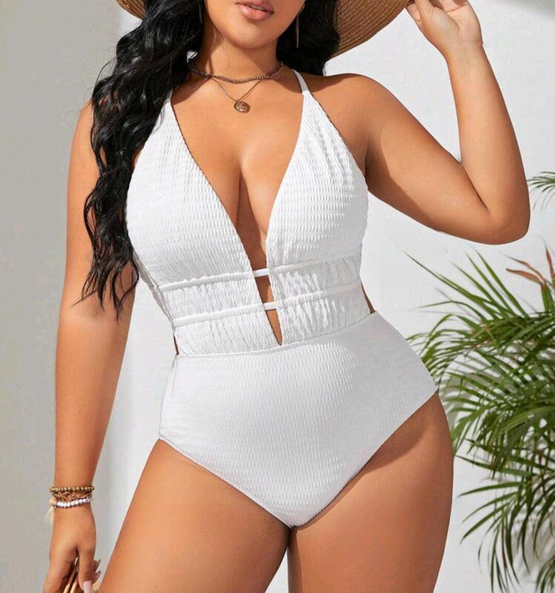 Maillot de bain unicolore décolleté - Santorini Shop