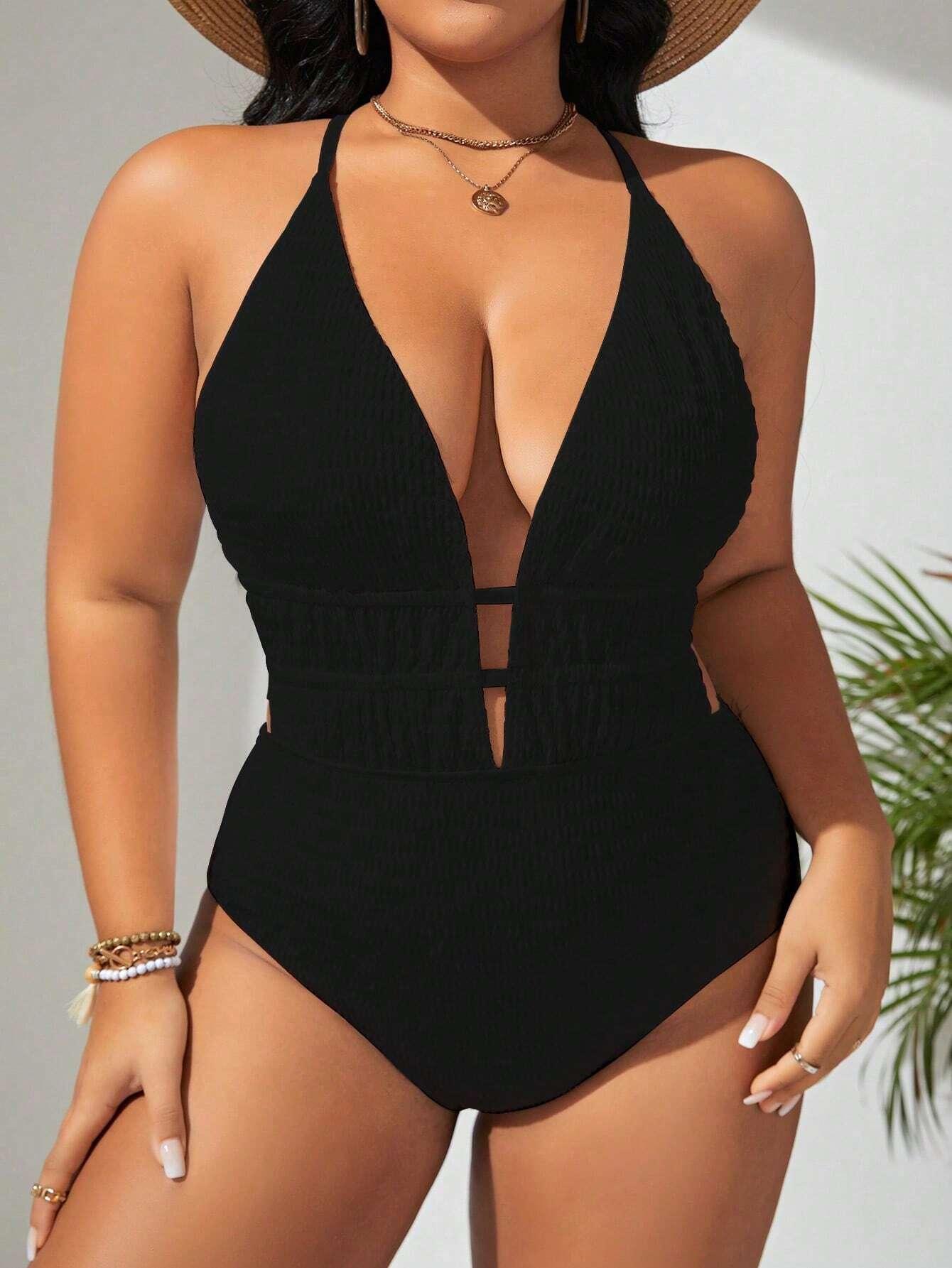 Maillot de bain unicolore décolleté - Santorini Shop