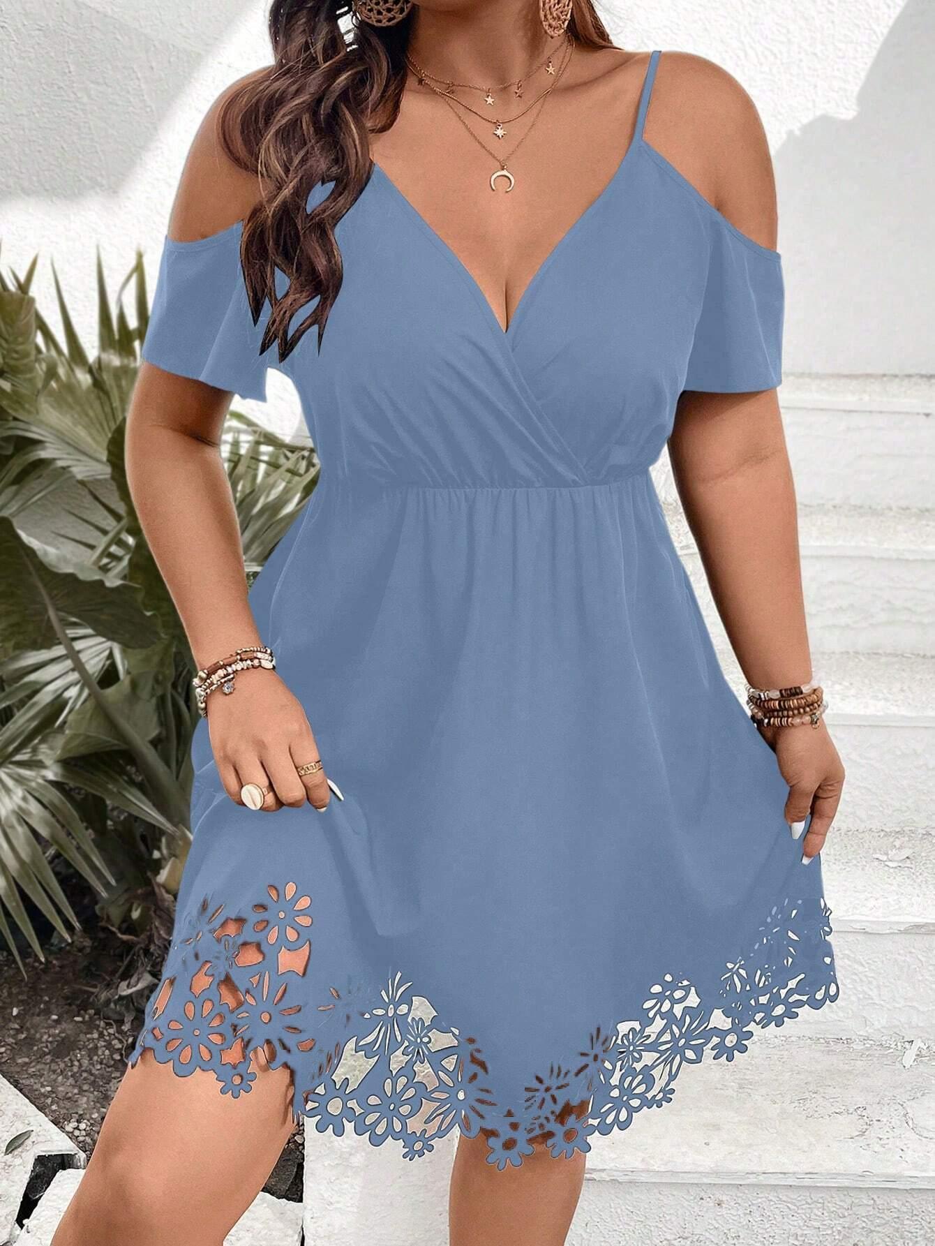 Robe en dentelle épaules dénudées - Santorini Shop