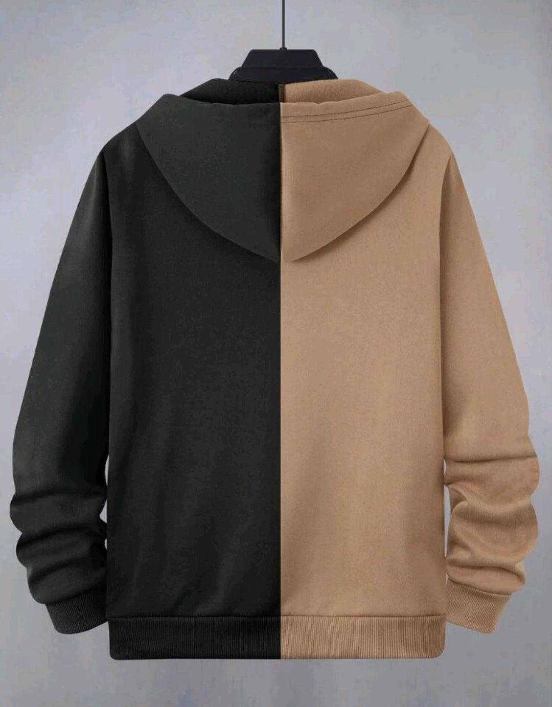 Sweat-shirt à capuche dessin animé zippé bicolore à cordon - Santorini Shop
