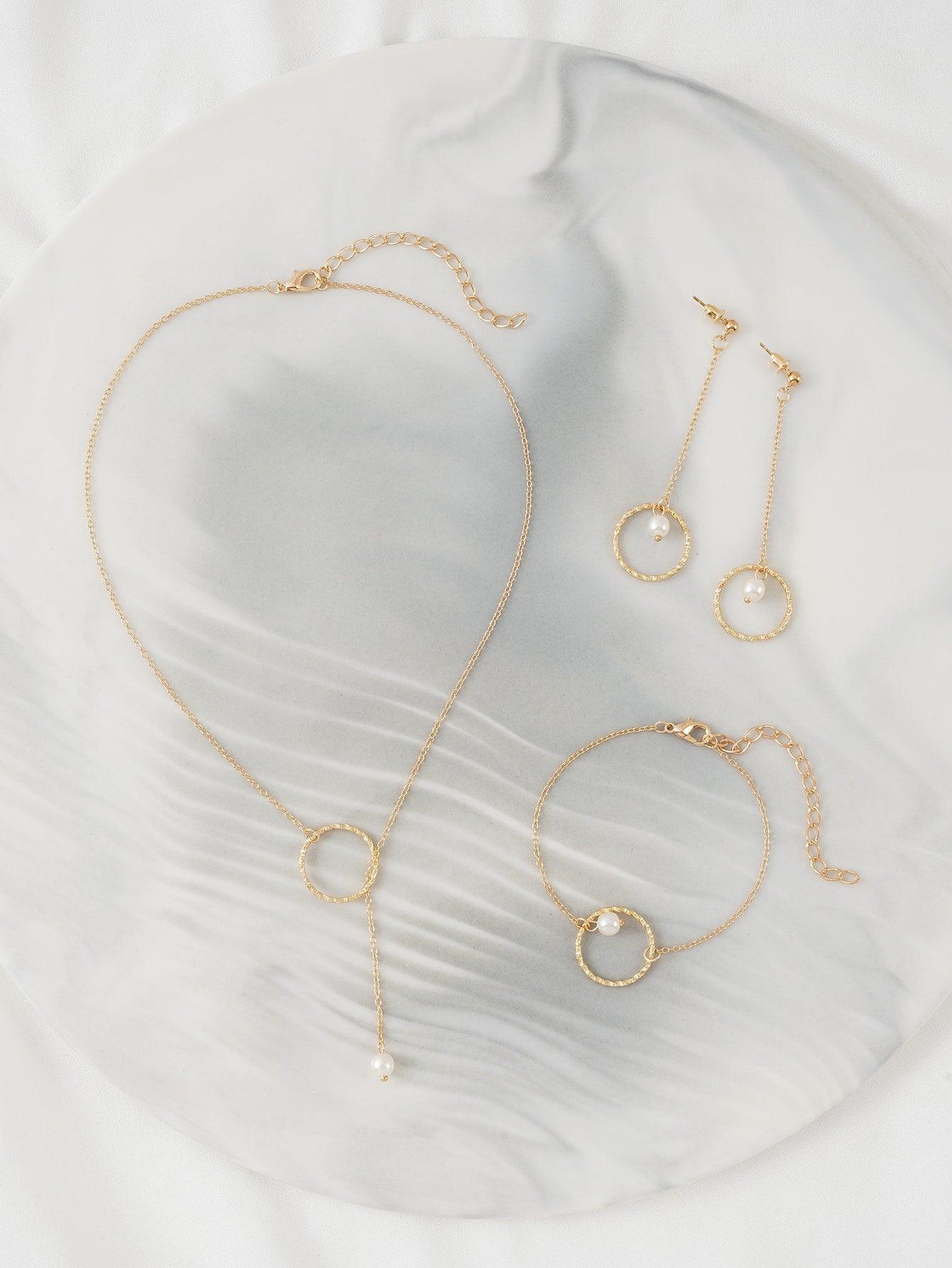 4 pièces Set de bijoux à fausse perle - Santorini Shop