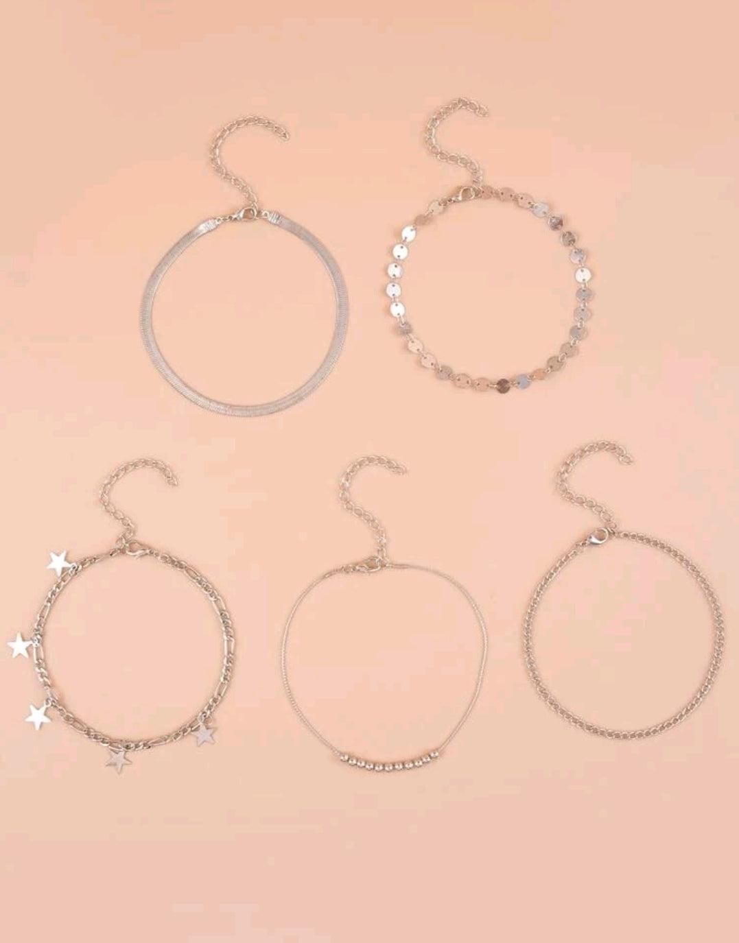 5 Chaînes de cheville avec breloque étoile - Santorini Shop