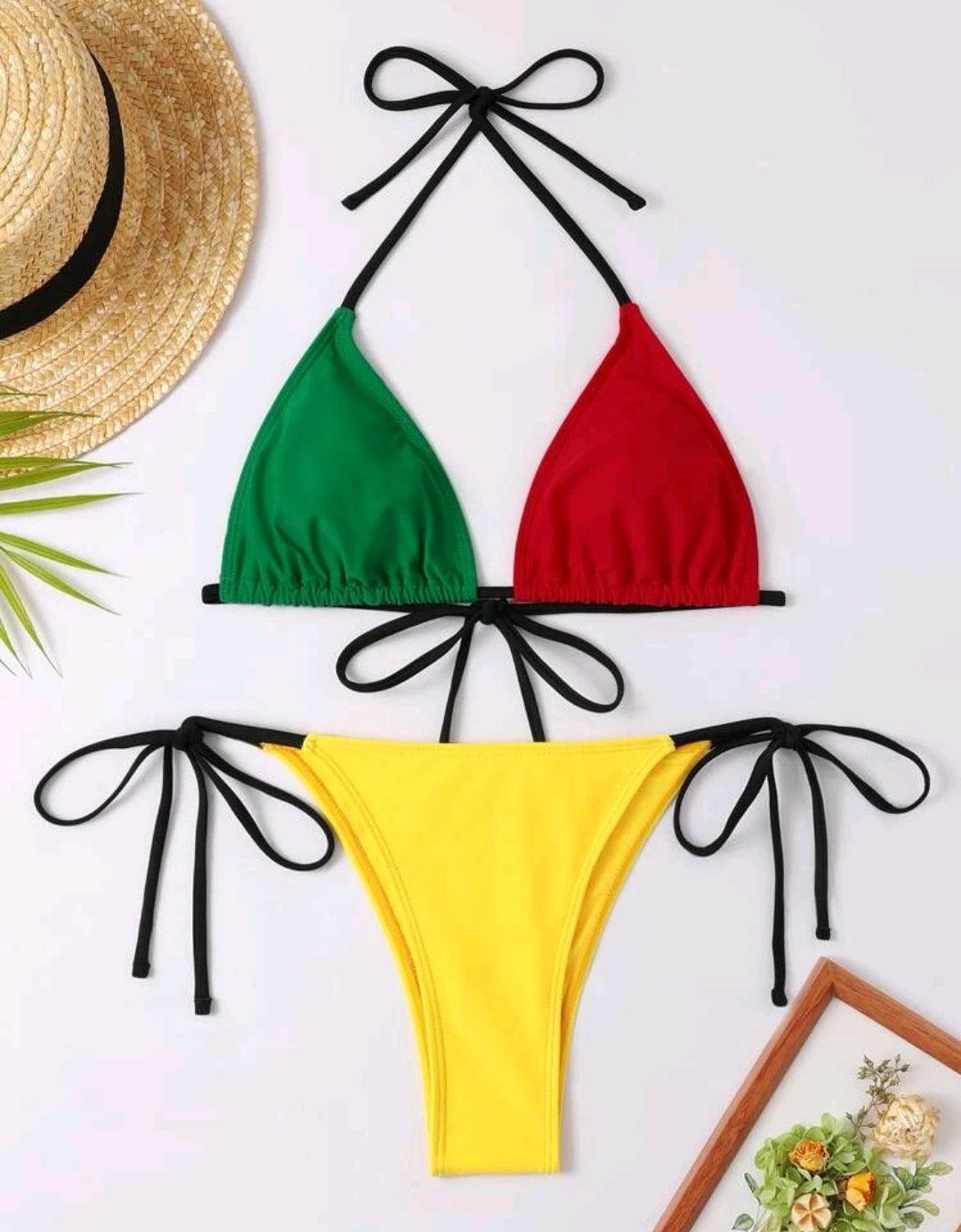 Bikini à blocs de couleurs à nœud - Santorini Shop