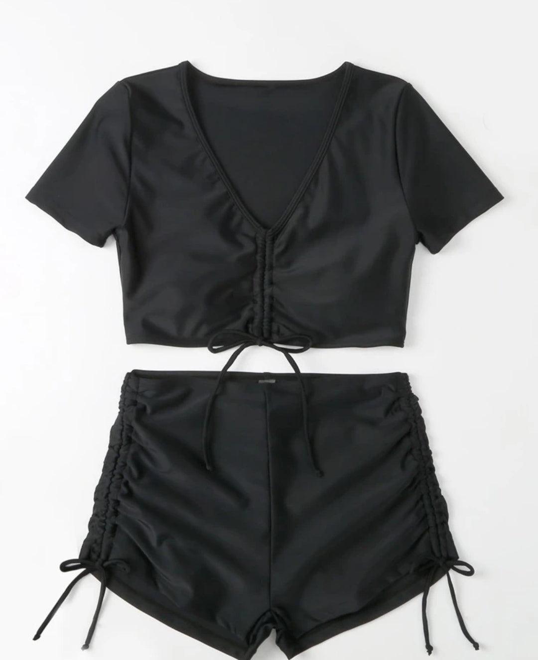 Bikini short à cordon unicolore - Santorini Shop
