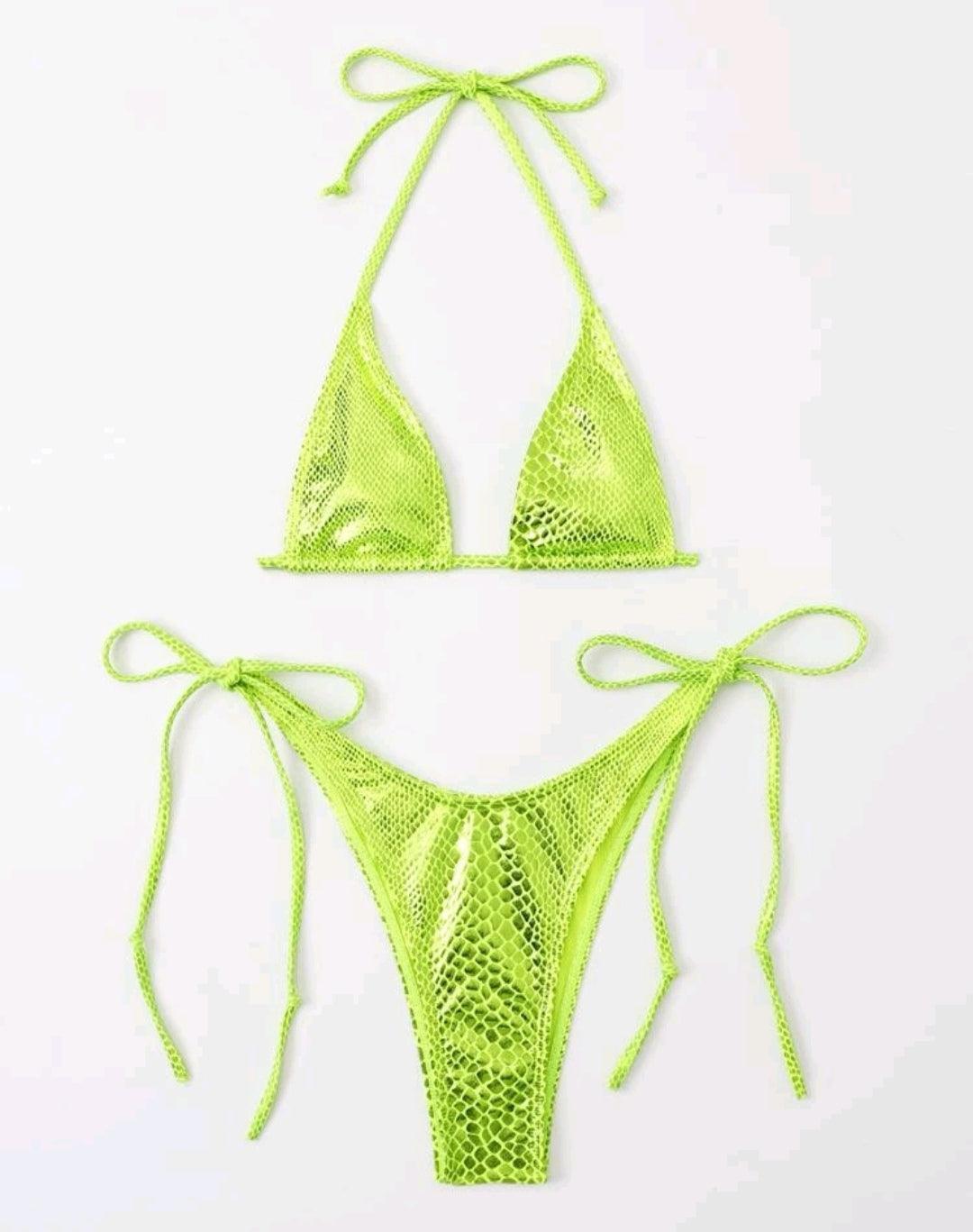 Bikini triangulaire ras-du-cou python - Santorini Shop