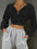 Sweat-shirt à capuche court demi à anneau O zippé à cordon - Santorini Shop